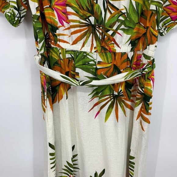 INC Maxi Dress Floral Print Linen Blend Tie Waist Pockets NWT - Picture 13 of 15
